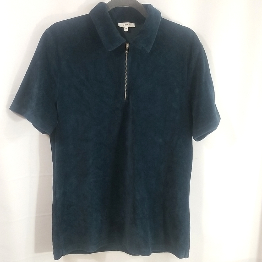 Reiss King Half Zip Neck Velour Polo size M